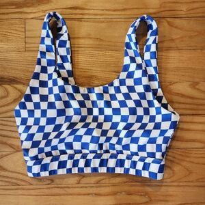WILO Blue & White Checkered Sports Bra